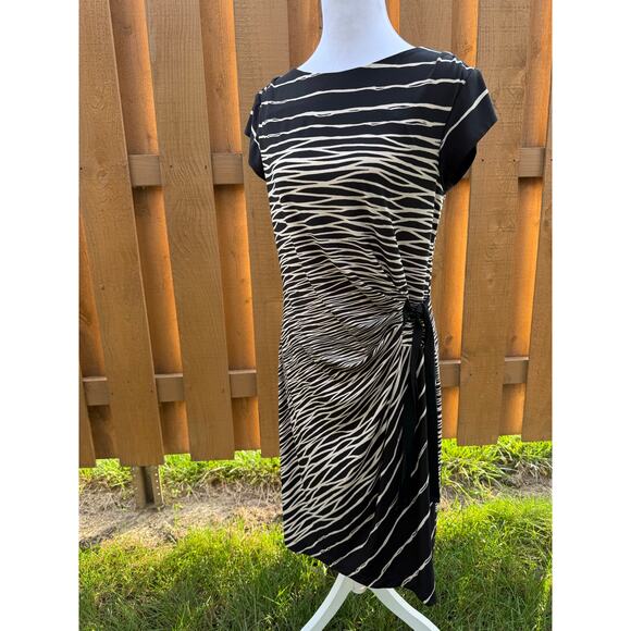 Dress Barn Black and Cream Dress Size 14 - Picture 2 of 6